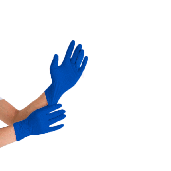guantes nitrilo manos azul